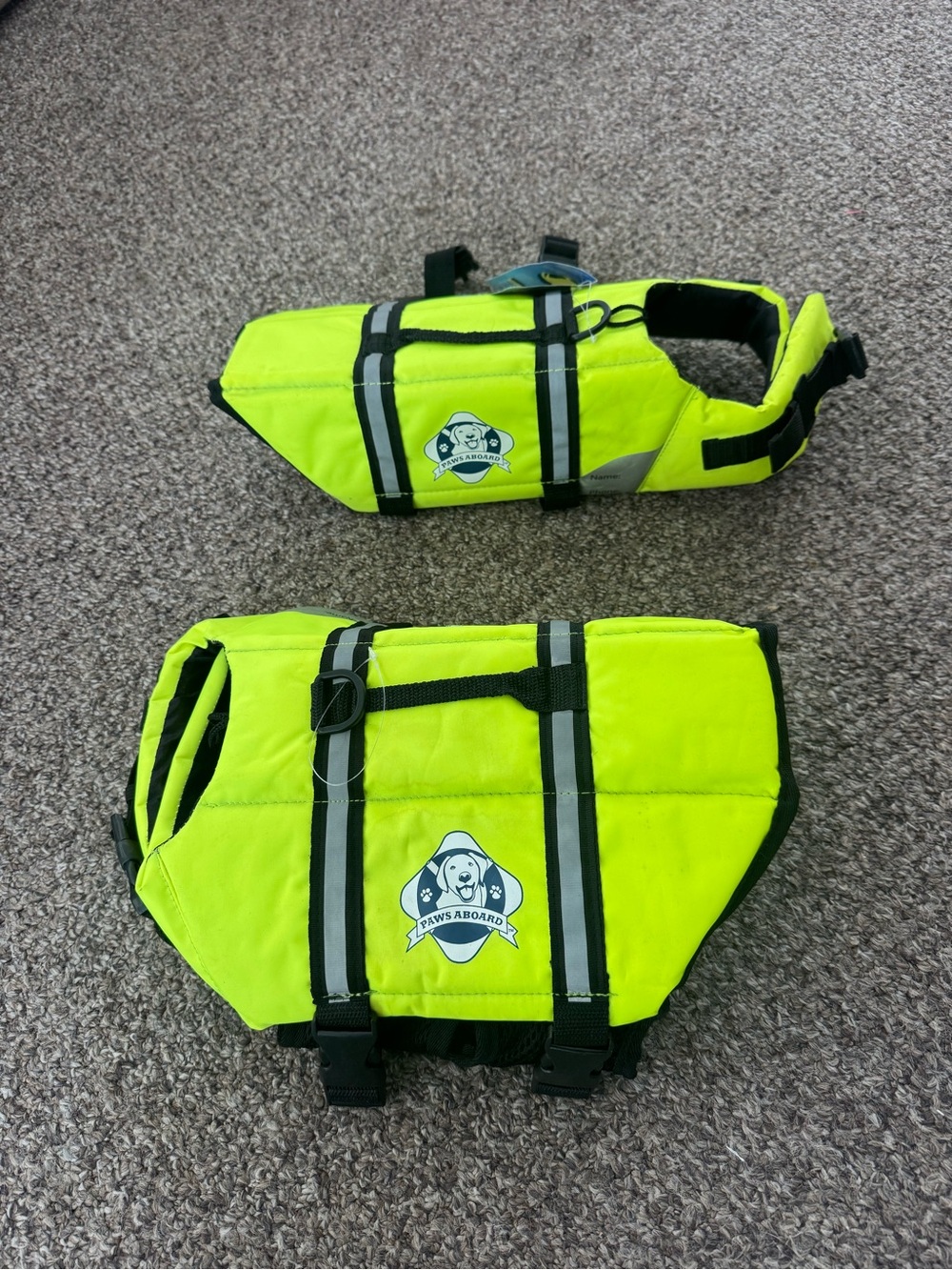 Paws Aboard Neon Yellow Dog Life Jackets - Small (Set of 2)